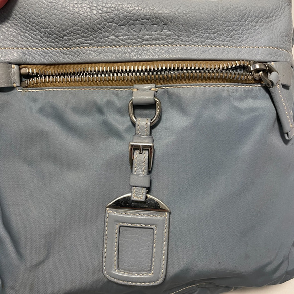 Authentic Prada Blue Leather and Nylon Shoulder Bag - Picture 3 of 13